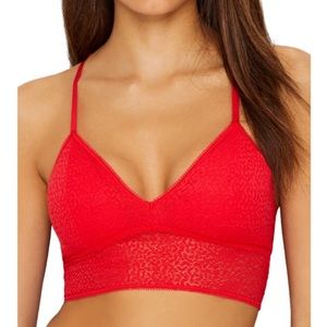 DKNY Womens Modern Lace Longline Red Bralette US Small